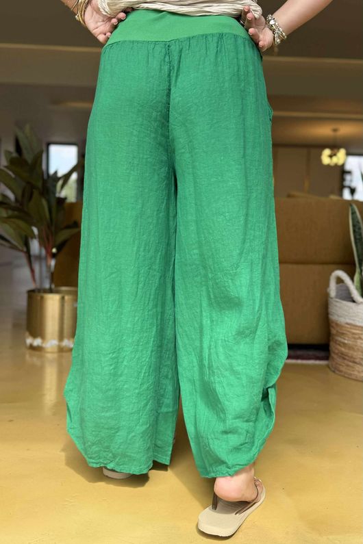 Pure Linen Jensen Hook Up Palazzo Emerald 